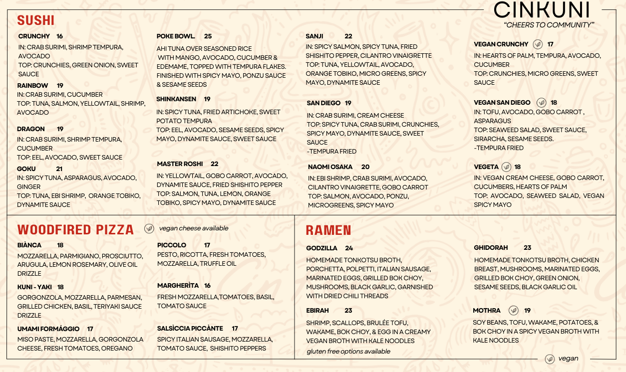 Dinner Menu — CinKuni